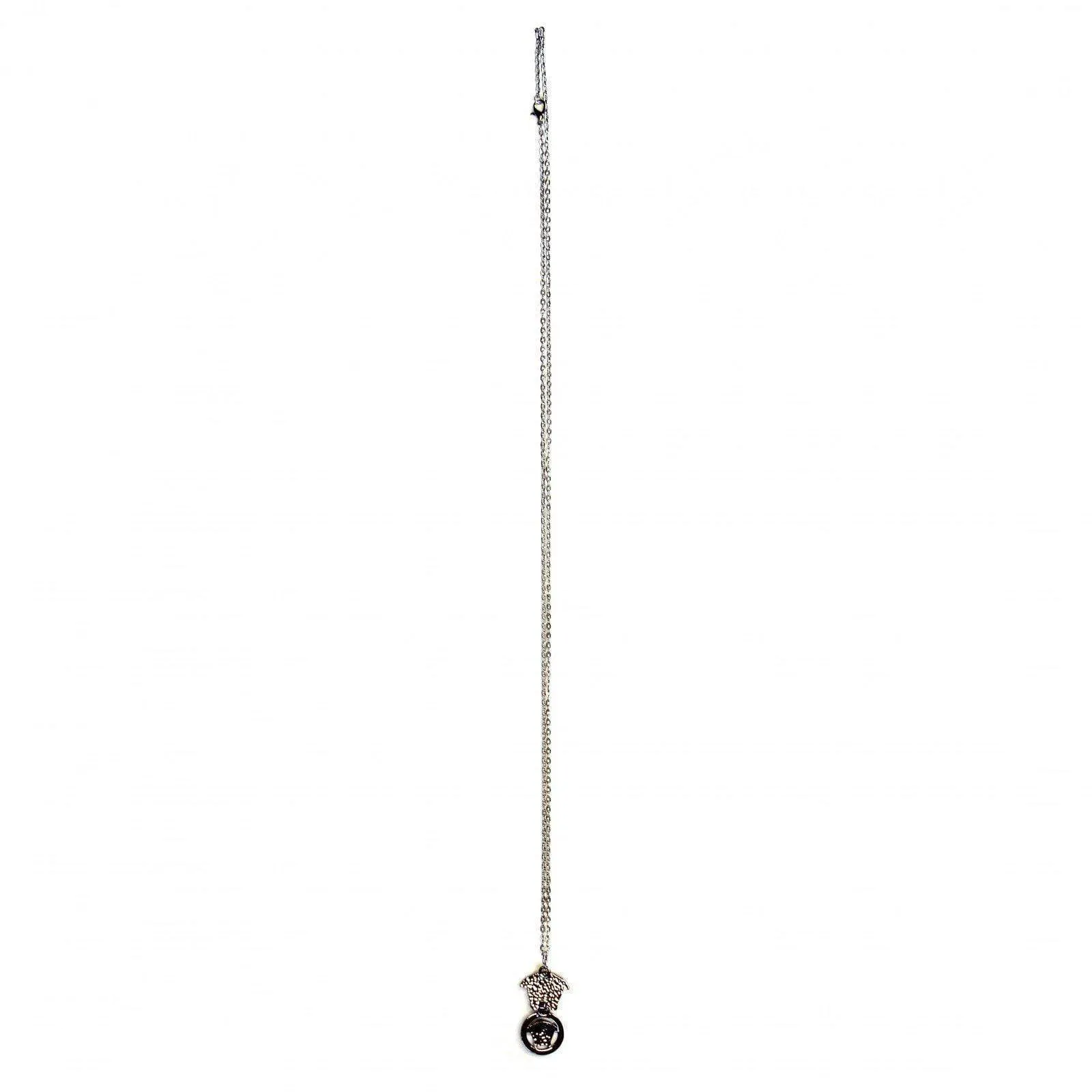 Silver Gianni Versace Double Medusa Head Pendent Chain