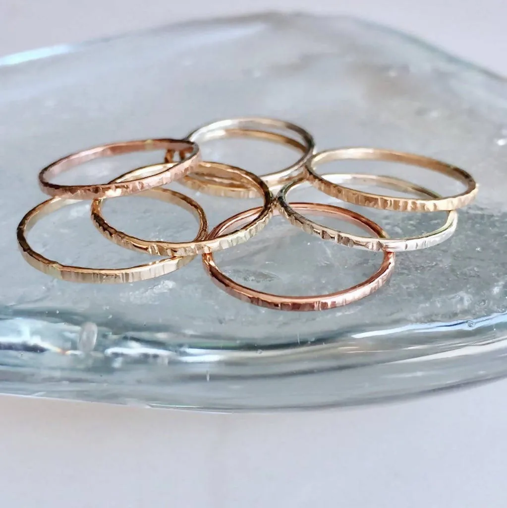 Stackable Hammered Rings - Silver