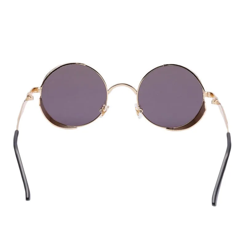 Steampunk Vintage Sunglass Fashion round sunglasses women brand designer metal carving sun glasses men oculos de sol