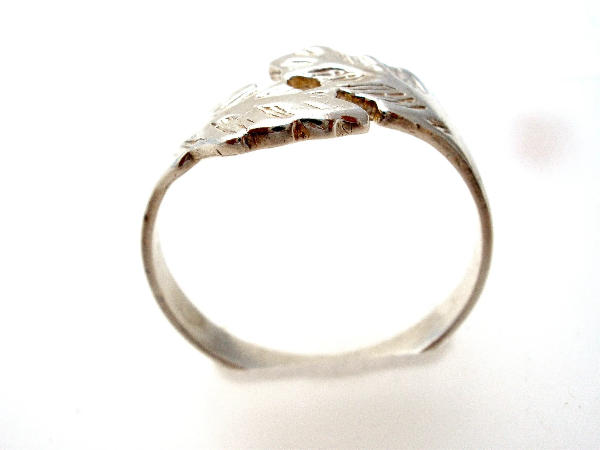 Sterling Silver Leaf Ring Size 11.5 Vintage