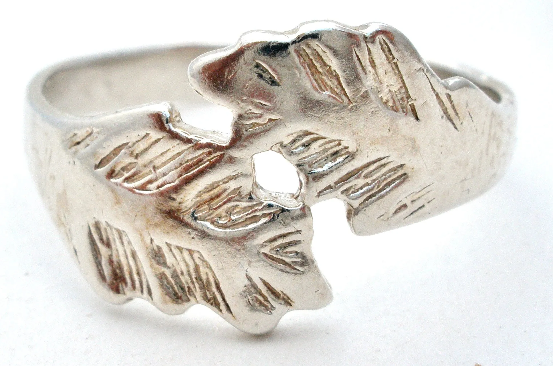 Sterling Silver Leaf Ring Size 11.5 Vintage
