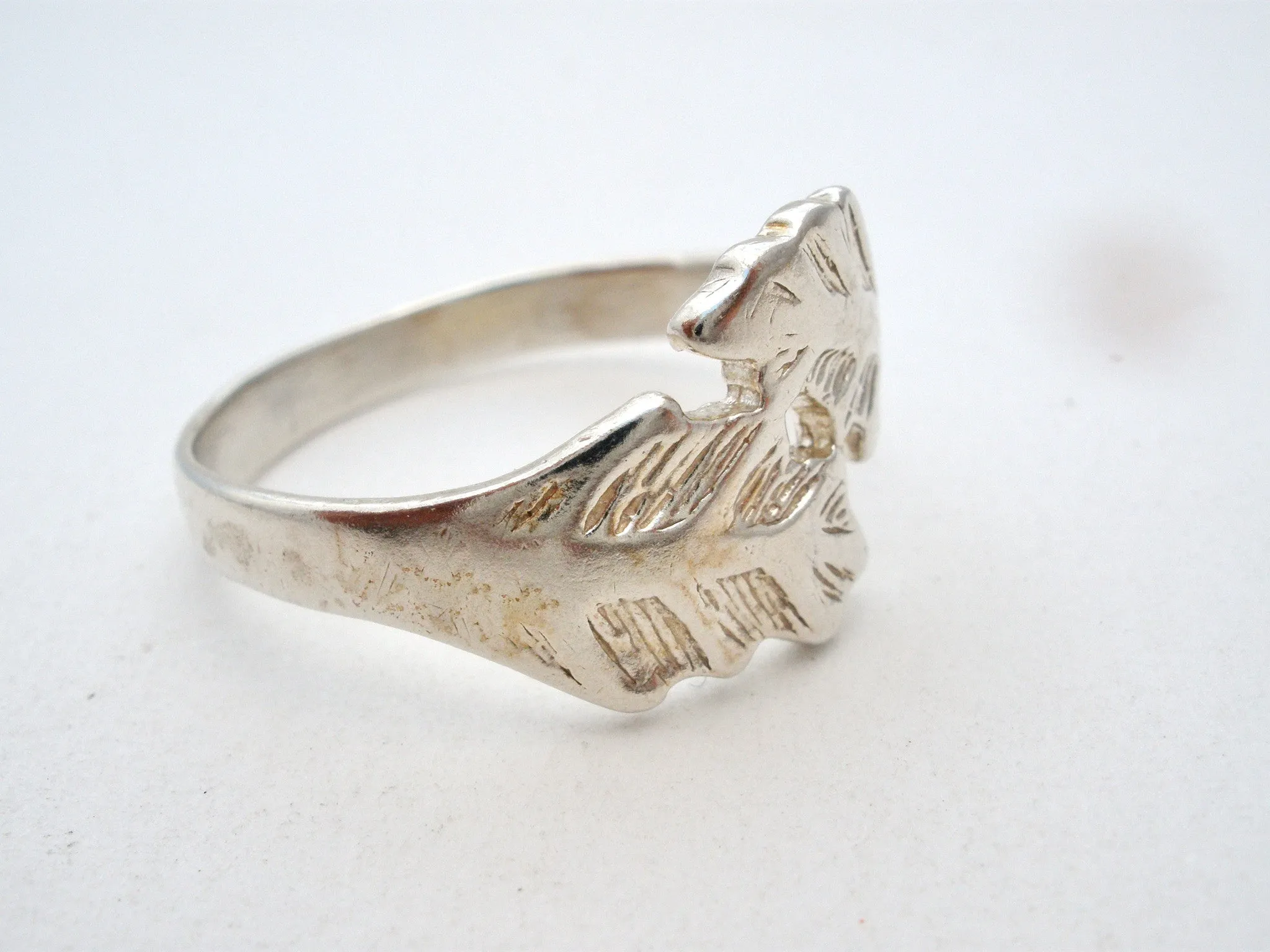 Sterling Silver Leaf Ring Size 11.5 Vintage