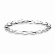 Sterling Silver Rhodium Rice Bead Ring