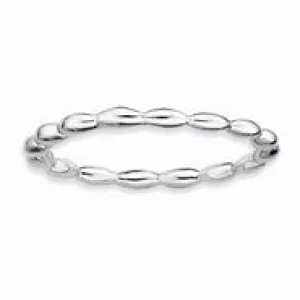 Sterling Silver Rhodium Rice Bead Ring