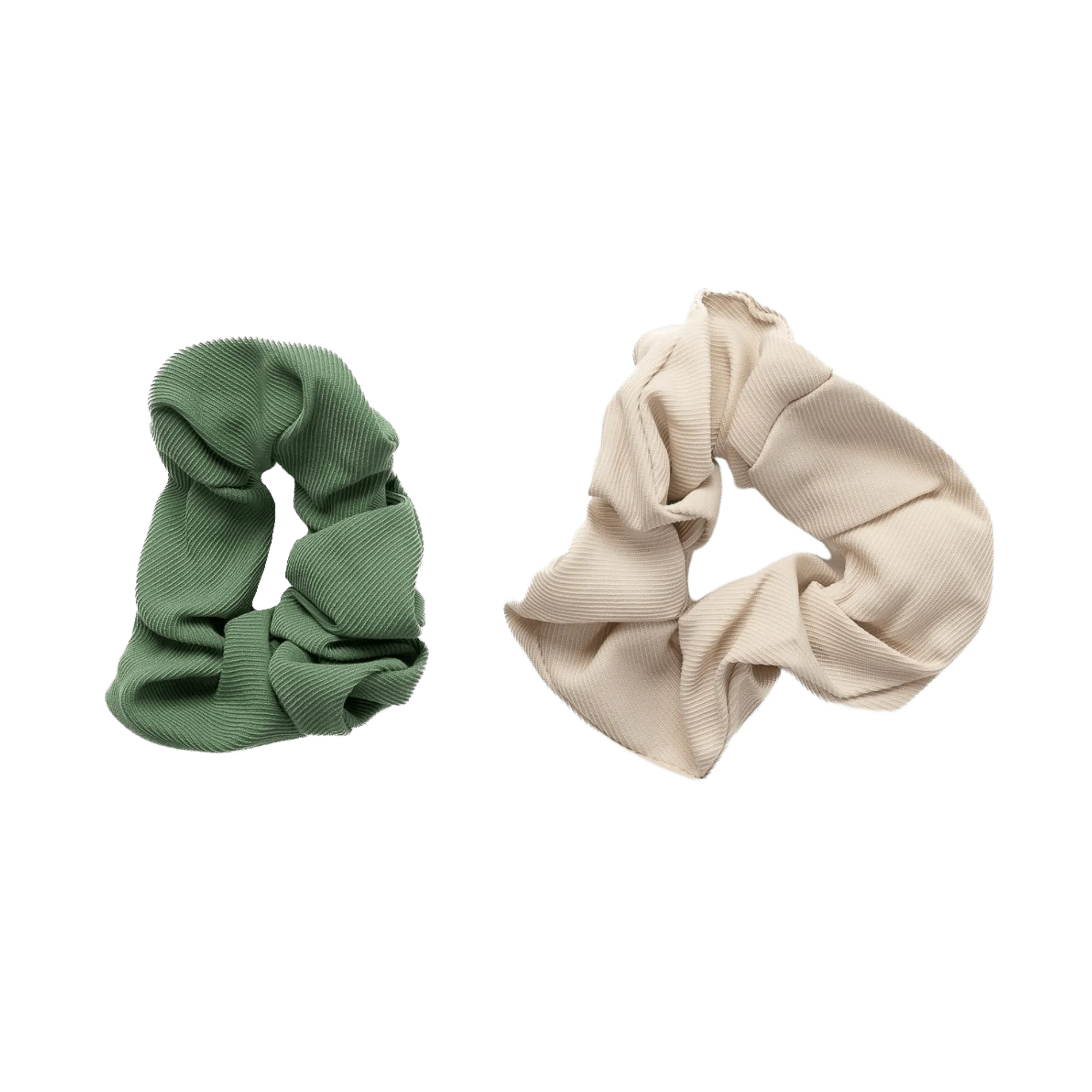 Stilen Ribbed Scrunchie Set Green & Natural