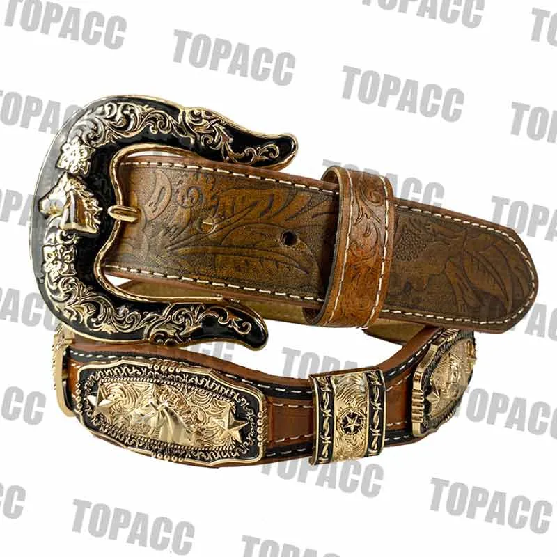 TOPACC Western Super Concho Horse Country Belts Genuine Leather
