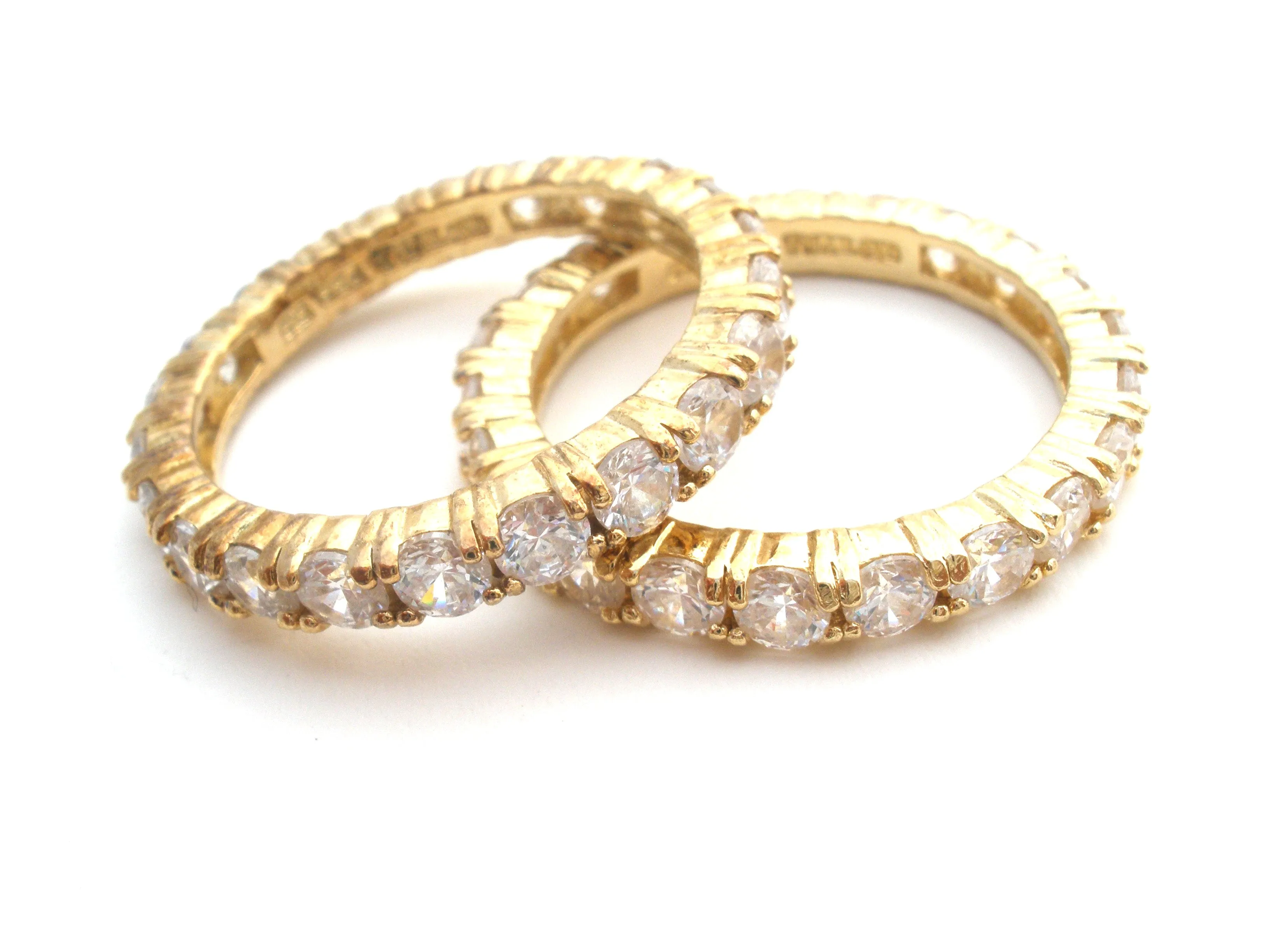Two Stackable CZ Vermeil 925 Band Rings Size 8.75
