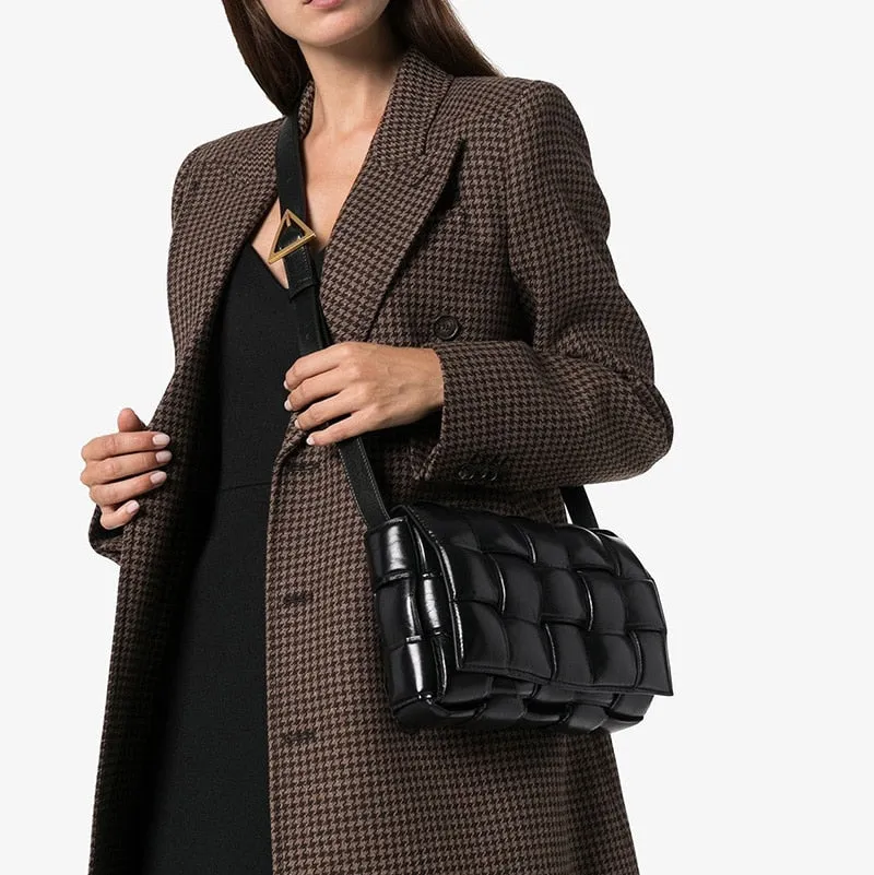 Weaving Luxury Handbags Bag Padded Cassette Genuine Leather One-shoulder Purse