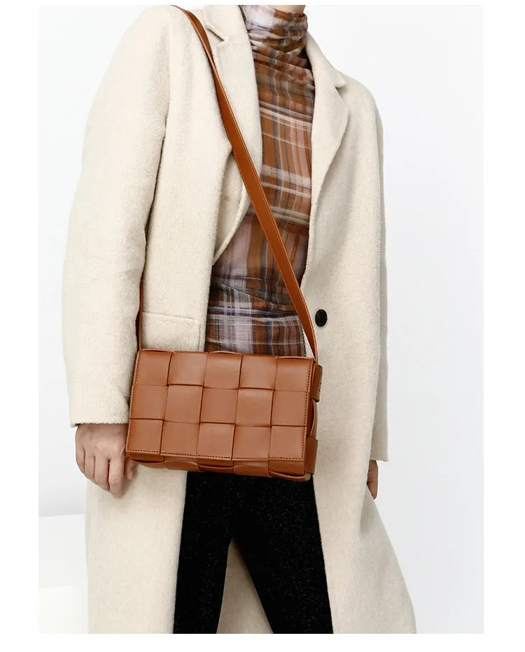 Weaving Luxury Handbags Bag Padded Cassette Genuine Leather One-shoulder Purse