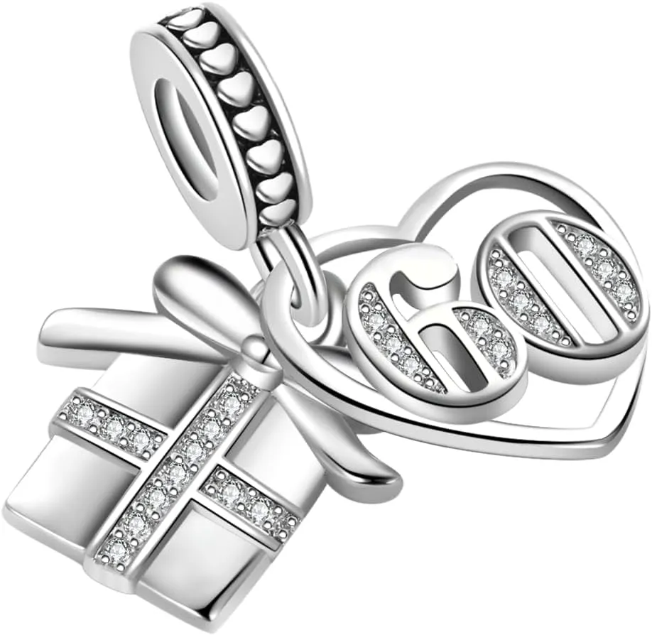 Women Gift Box for 13 16 18 21 30 40 50 60 Birthday Charms Compatible with Pandora Charms Bracelets for Daughter Granddaughter Mom Grandma Jewelry