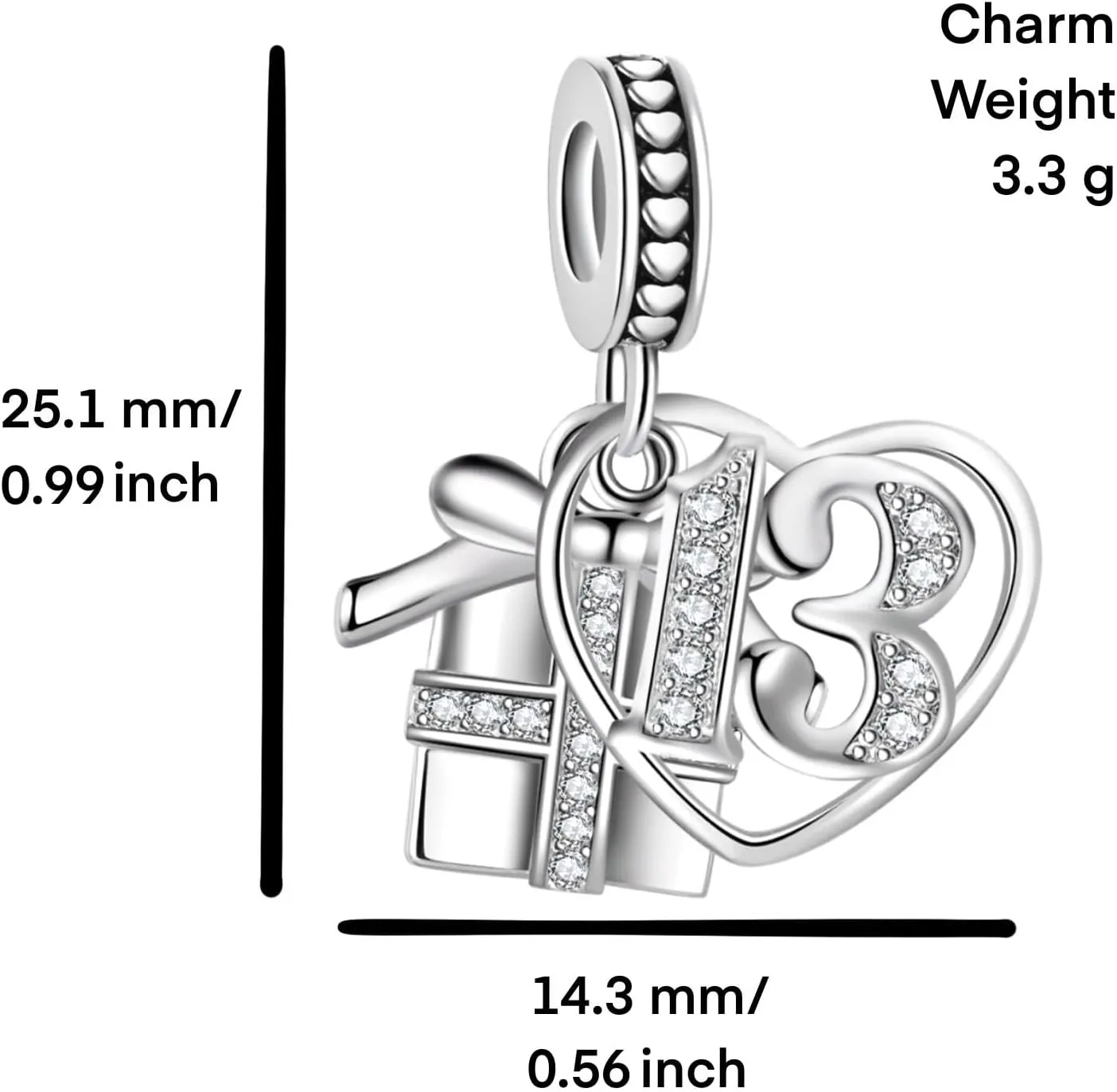 Women Gift Box for 13 16 18 21 30 40 50 60 Birthday Charms Compatible with Pandora Charms Bracelets for Daughter Granddaughter Mom Grandma Jewelry