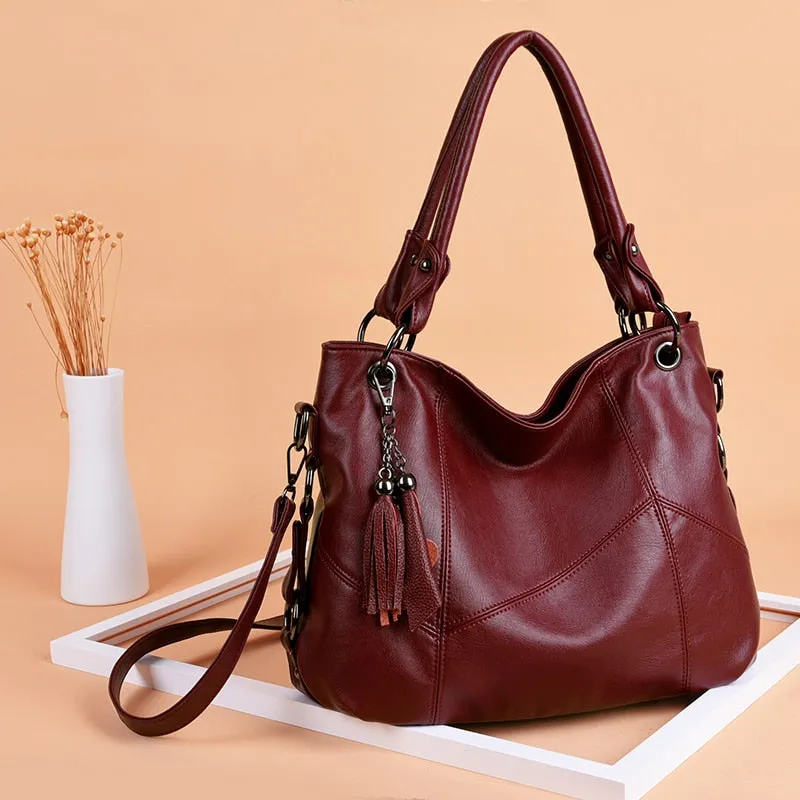 Women Leather Handbags Designer Tassel Crossbody Bags For Women Luxury
