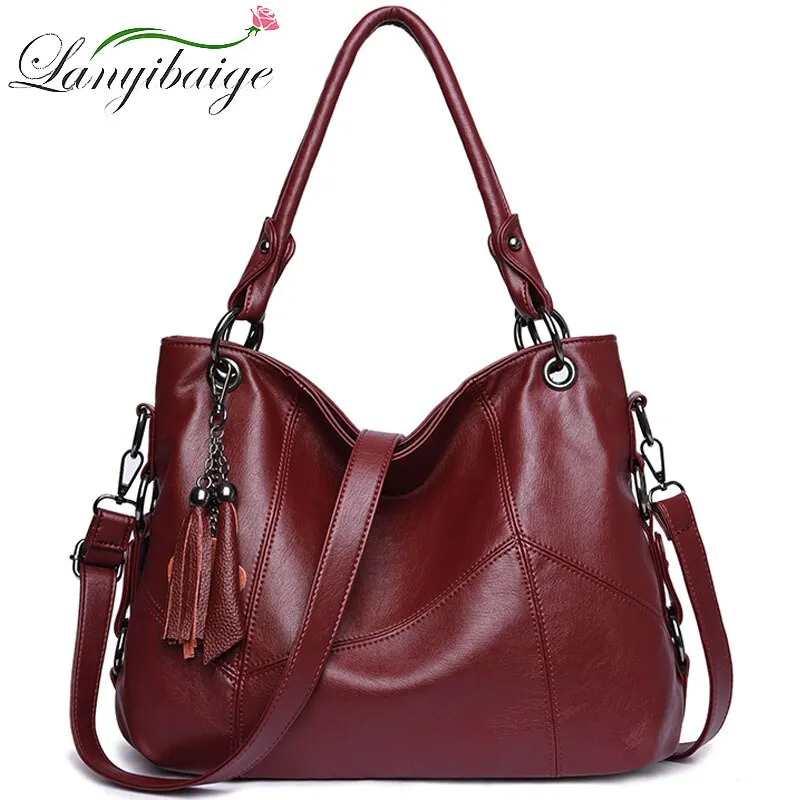 Women Leather Handbags Designer Tassel Crossbody Bags For Women Luxury
