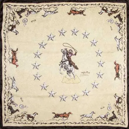 Wyoming Traders Ivory Mustang Limited Edition Silk Scarf
